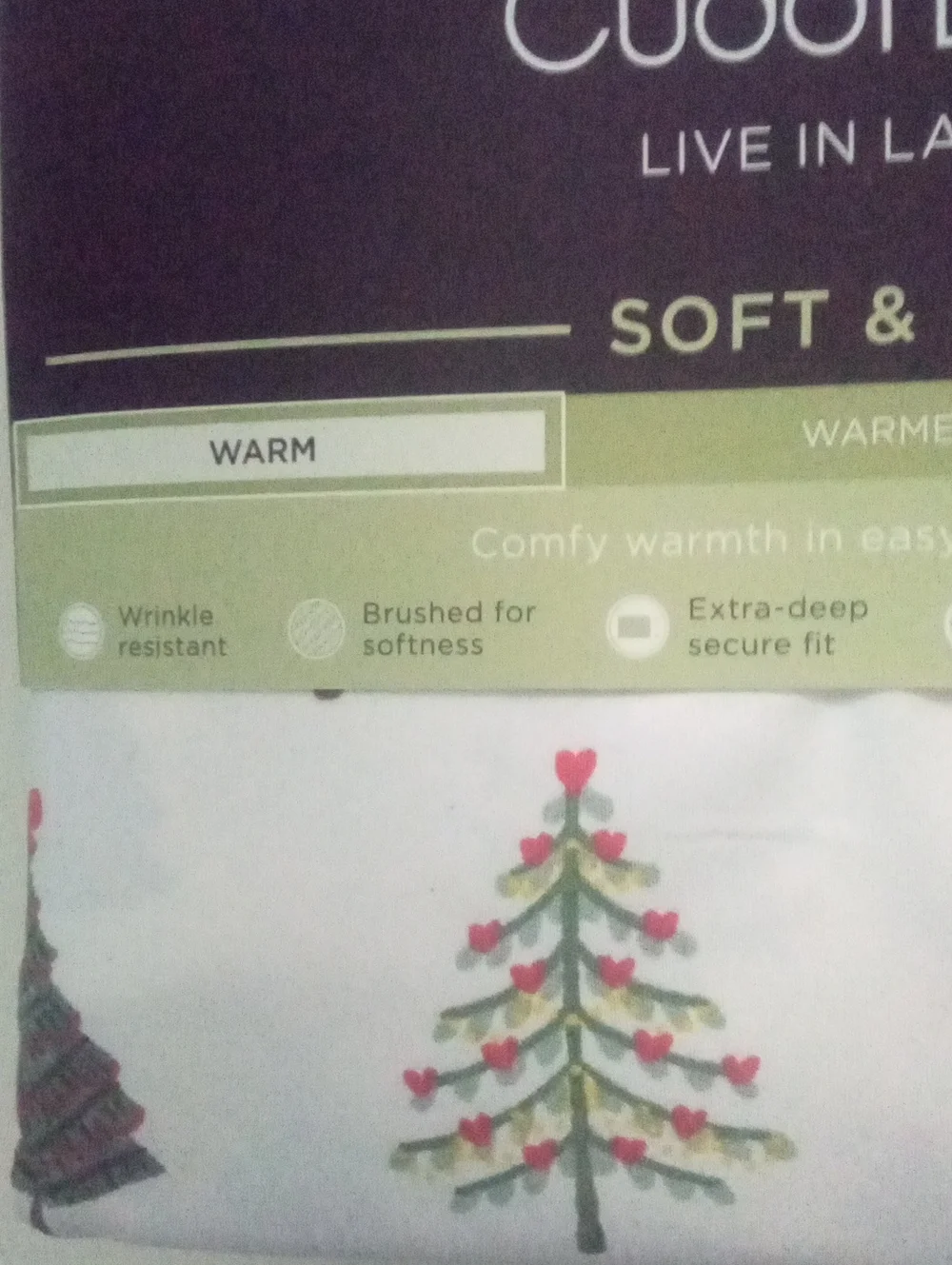 Cuddl Duds Soft & Cozy Full Sheet Set NWT $65 White with Green Tree Print
